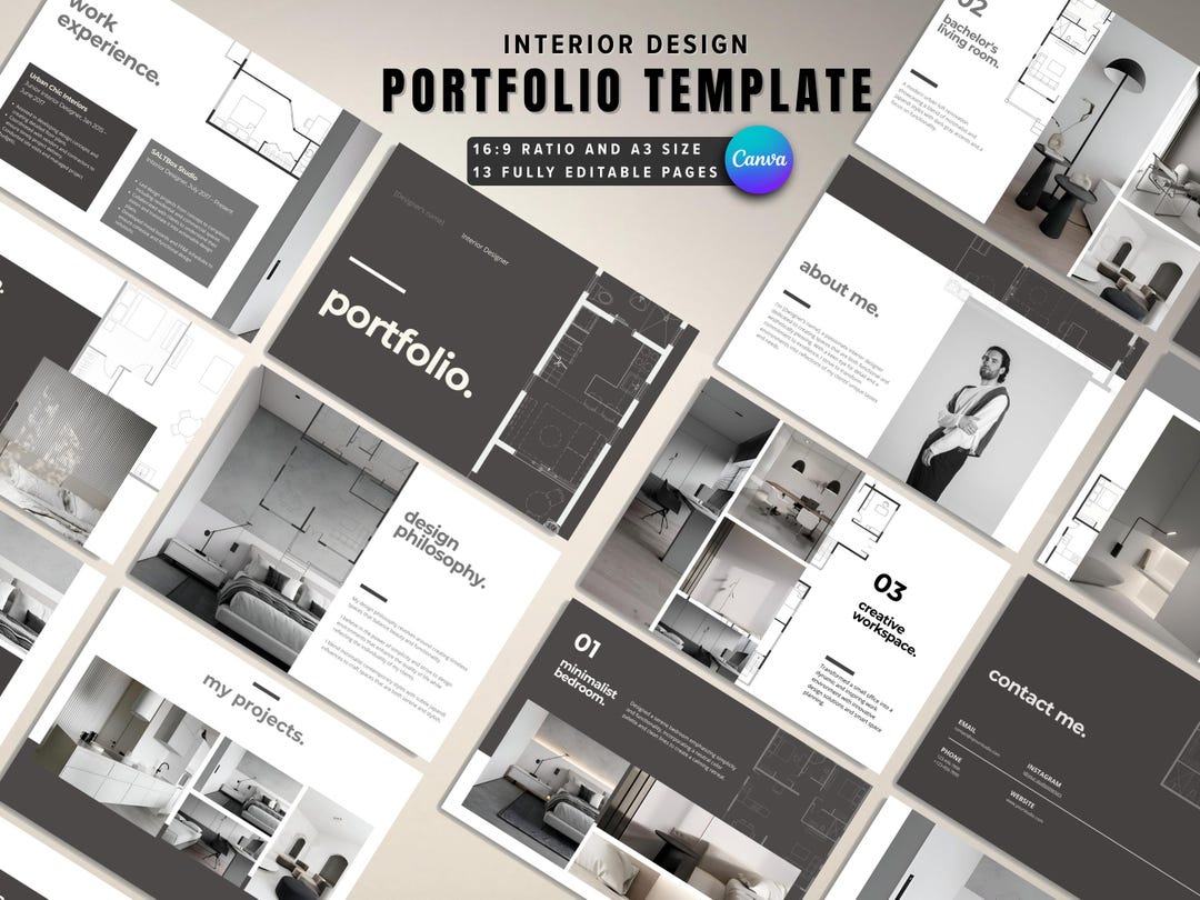Interior Design Portfolio Template: Modern Canva Layout (13 Pages) - Etsy