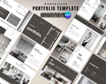Interior Design Portfolio Template: Modern Canva Layout (13 Pages)