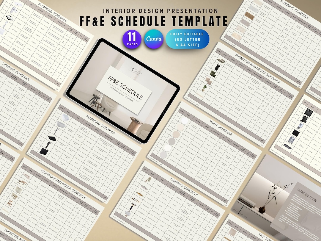Interior Design FF&E Schedule Template, Furniture Fixtures Finishes ...