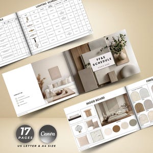 Interior Design FF&E Schedule Template: Client Moodboard, Canva (Digital Download)