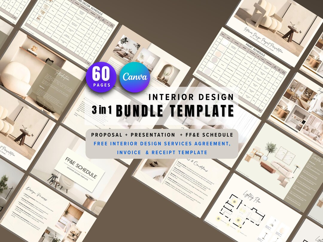 Interior Design Bundle Templates | FF&E Schedule, Proposal ...