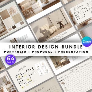 Interior Design Bundle, Interior Design Portfolio, Project Proposal, Client Presentation, Professional Canva Template for Interior Designers
