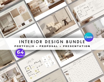 Interior Design 3in1 Bundle Canva Template: Portfolio, Project Proposal and Client Presentation (Digital Download)