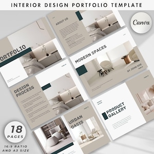 Interior Design Portfolio, Architect Portfolio, Design Studio Portfolio Layout & Client Presentation, Canva Template for Interior Designers