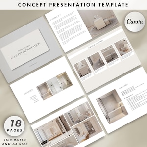 Presentación del concepto de diseño de interiores, propuesta de proyecto y presentación del cliente, plantilla minimalista de Canva para diseñadores de interiores - Arquitectos
