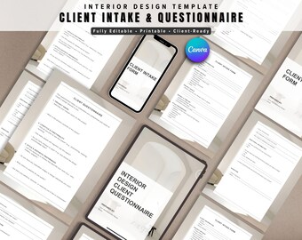 Formulário de cadastro de clientes para design de interiores, modelo Canva para integração de clientes para designers.
