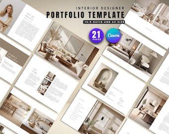 Interior Design Portfolio Template, Canva, Project Proposal (Digital Download)