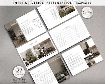 インテリアデザインクライアントプレゼンテーションテンプレート：Canva Moodboard（デジタルダウンロード）