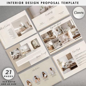 Interior Design Project Proposal Template, Concept Moodboard Layout, Client Presentation, Canva Template for Interior Designers & Architects