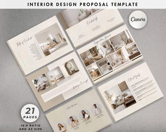 Interior Design Project Proposal Template: Client Presentation (Canva, Digital Download)