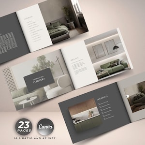 Interior Design Portfolio Template: Customizable Client Presentation (Professional Canva Template)