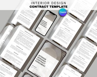 Interior Designer Contract Agreement: Customizable Canva Template (Digital Download)