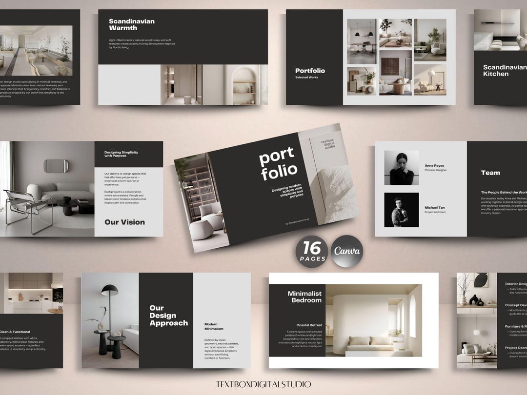 Interior Design Portfolio Template: Editable Professional Portfolio ...