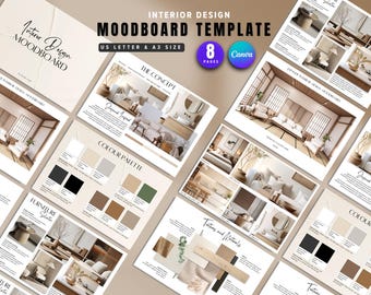 Japandi Interior Design Moodboard Template: Client Presentation (Canva)