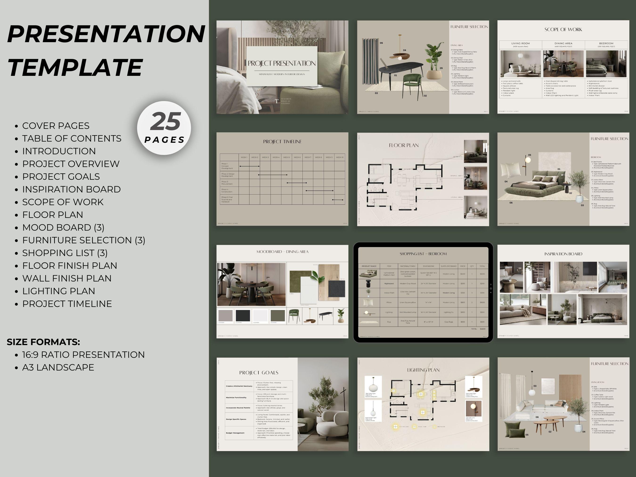 Interior Design Canva Template Bundle: Portfolio, Proposal, Contract - Etsy