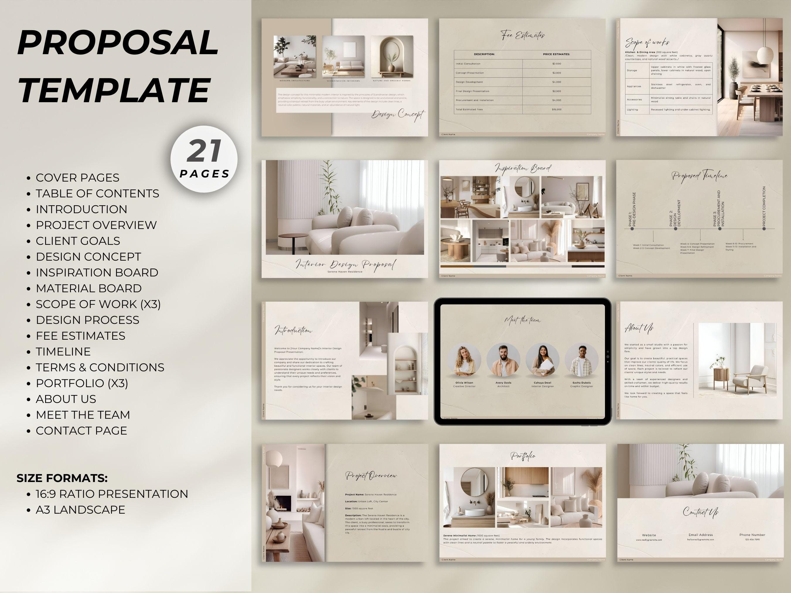 Interior Design Bundle Templates | FF&E Schedule, Proposal ...