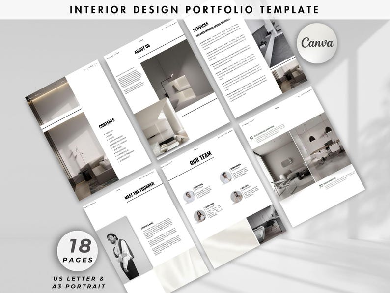 Interior Design Portfolio Template: Minimalist Client Presentation ...
