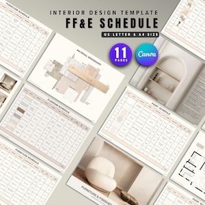 Interior Design FF&E Schedule Template | Canva Mood Board, Schedules (Digital Download)