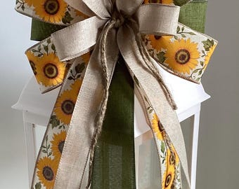 Fall SunflowerWreath Bow, Thanksgiving Wreath Bow, Fall Lantern Bow, Wreath Embellishment, Door Hanger Bow, Sunflower Decor