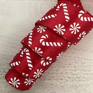 2.5&quot; Candy Cane Christmas Wired Ribbon, Red and White Peppermint Candy Christmas Wired Ribbon, Wired Ribbon For Wreaths, 5 Yards