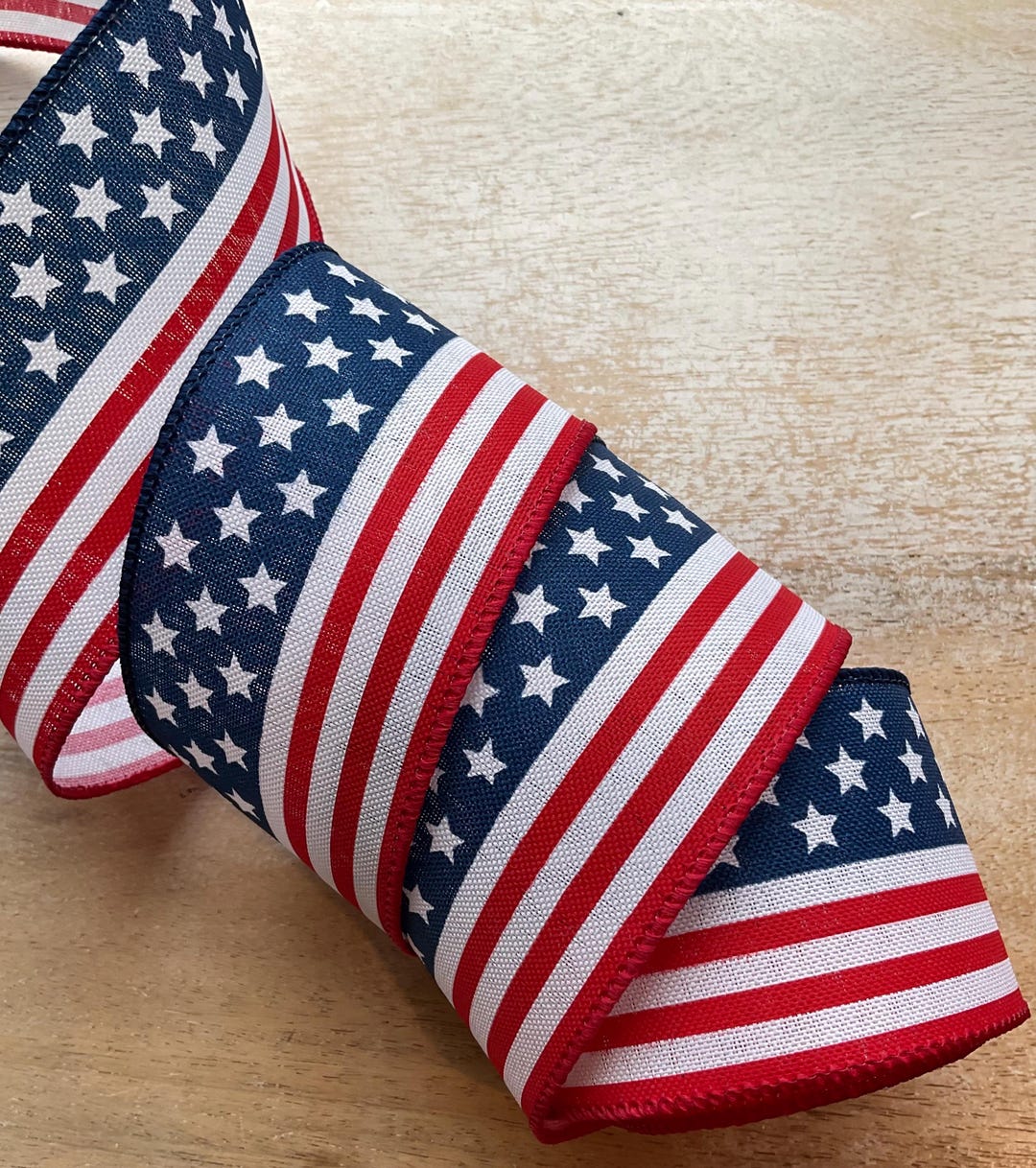 Patriotic Ricrac Glitter Ribbon - Red White & Blue 2.5 Inch Wired (10 Yards)
