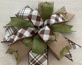 Fall Pumpkin Wreath Bow, Thanksgiving Wreath Bow, Fall Pumpkin Lantern Bow, Wreath Embellishment, Door Hanger Bow, Fall Bow Decor