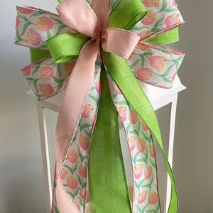 Spring Tulip Wreath Bow, Spring Wreath Bow, Floral Lantern Bow, Wreath ...