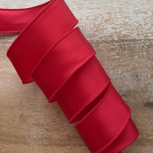 1.5&quot; Red Christmas Wired Ribbon, Christmas Wired Ribbon, Wired Ribbon For Wreaths, 5 Yards