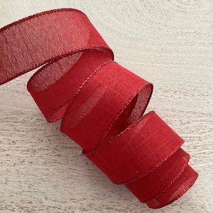 1.5&quot; Red Christmas Wired Ribbon, Christmas Wired Ribbon, Wired Ribbon For Wreaths, 5 Yards