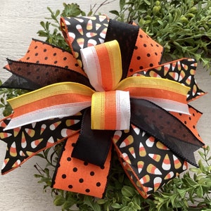 Noeud de guirlande d&#39;Halloween, noeud de couronne de bonbons au maïs, noeud de lanterne d&#39;Halloween, embellissement de couronne, noeud d&#39;accroche-porte, décoration de noeud d&#39;Halloween