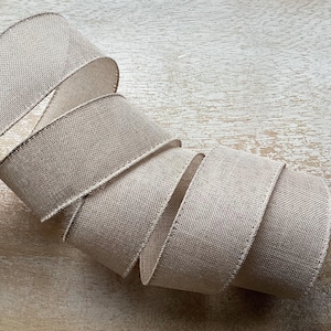 1.5&quot; Solid Beige Wired Ribbon, Everyday Beige Wired Ribbon, Wired Ribbon For Wreaths, 5 Yards