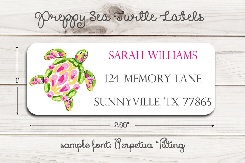 Preppy Sea Turtle Return Address Labels Etsy