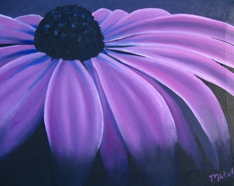 Modern Purple Flower Oil Painting, Framed Canvas Art (16x22)
