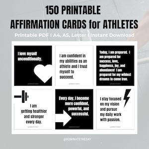 150 carte di affermazioni per atleti, mentalità di crescita, mentalità, affermazioni positive, carte di affermazioni, carte di affermazioni positive, atleti