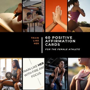 60 positieve affirmatiekaarten voor vrouwelijke atleten, affirmatiekaarten, positieve affirmaties, vrouwelijke atleten, mentaliteit