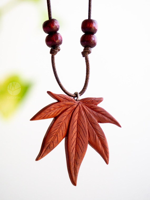 Necklace Wooden Body Jewelry Wooden Japanese Maple Leaf Necklace