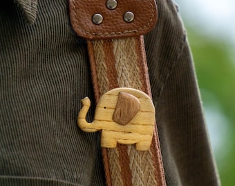 Elephant Pin Badge Brooch | Wooden Handmade Hand-Carved | Cute Animal Character Pin for Clothes, Jeans & Bags | Fun Gift for Animal Lovers