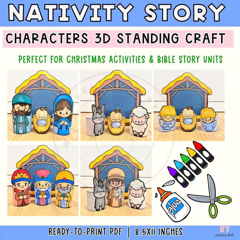 Nativity Story 3D Paper Craft | Printable Christmas Bible Activity (PDF ...