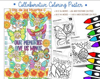 Dia de los Muertos zum Ausmalen Poster | Schmetterling Theme (Digitaler Download)