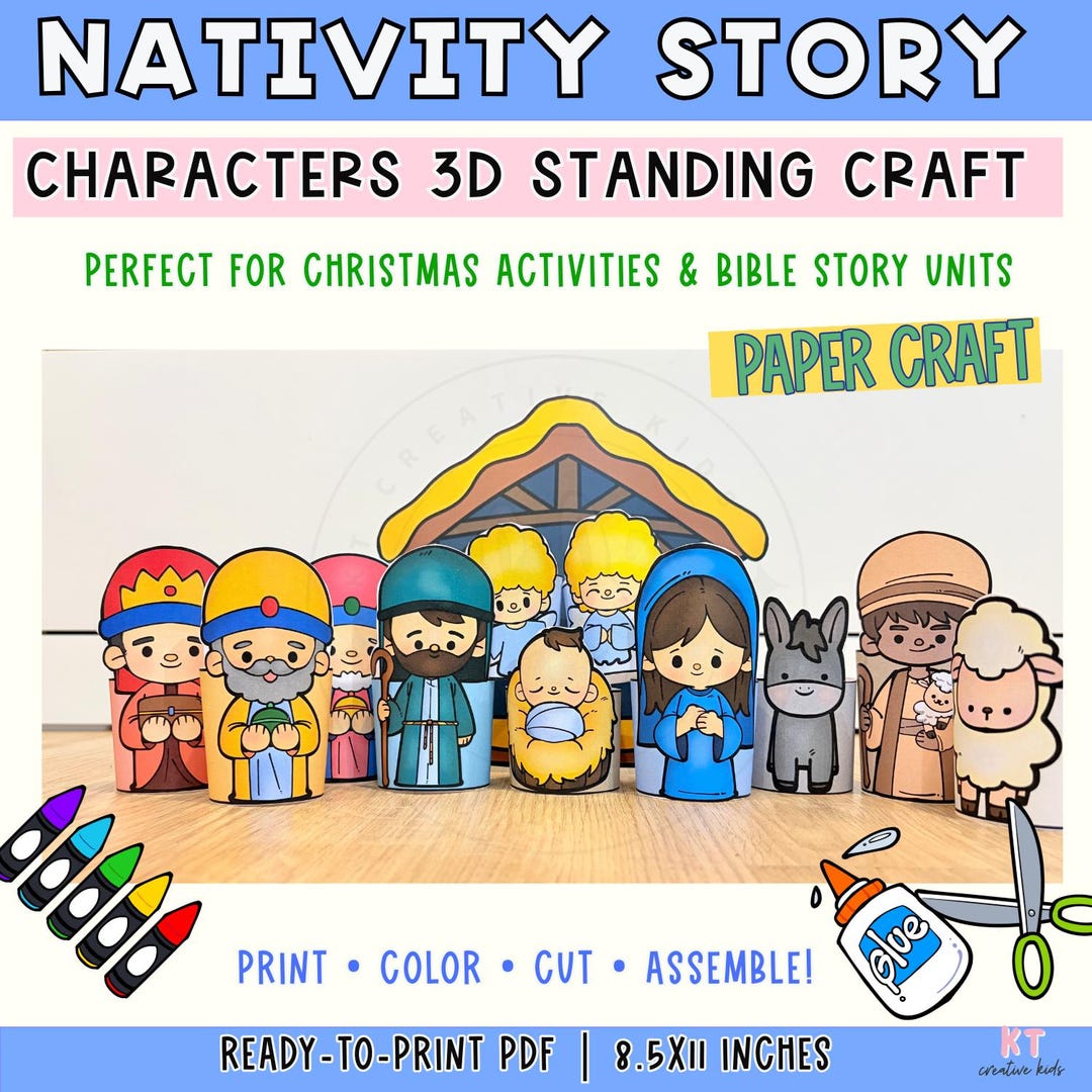 Nativity Story 3D Paper Craft | Printable Christmas Bible Activity (PDF ...