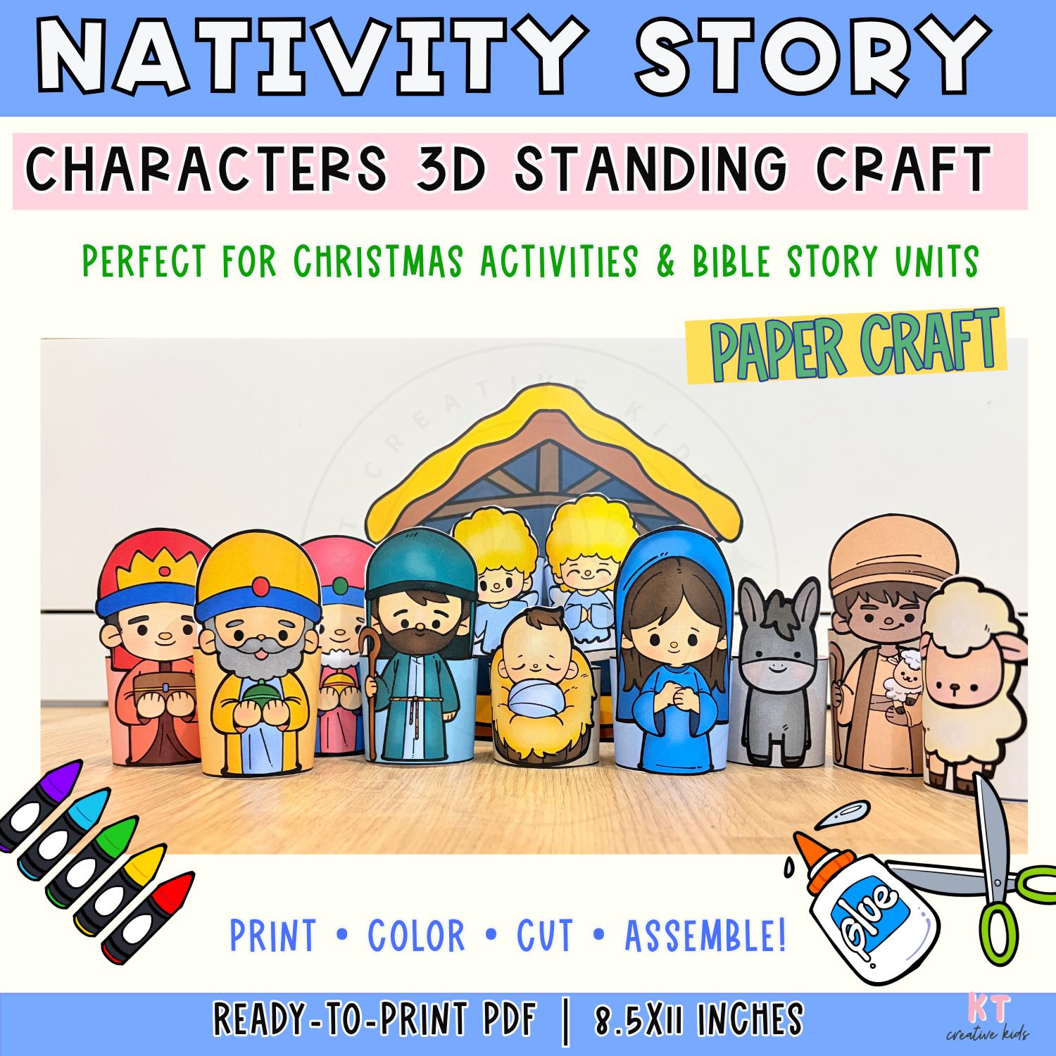 Nativity Story 3D Paper Craft | Printable Christmas Bible Activity (PDF ...