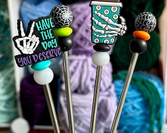 Colorful Amigurumi Sewing Stick - Fun Halloween Placement Sticks - Small Batch Spooky Designs - Crochet Tool for Sewing Plushies