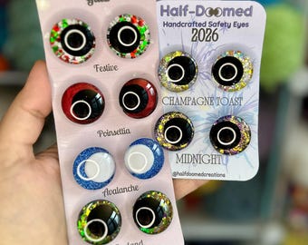 Sparkly Safety Eyes for Plushies & Stuffed Animals - Glitzy Winter Collection - One Pair High Quality Handpainted Kawaii Eyes