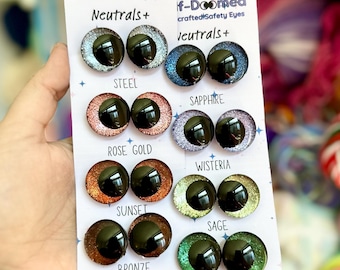 Neutrals+ Safety Eyes for Plushies & Stuffed Animals - 25mm and 30mm Sparkly Ready to Ship - One Pair High Quality Handpainted Kawaii Eyes
