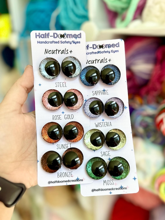 Neutrals+ Safety Eyes for Plushies & Stuffed Animals - 25mm and 30mm Sparkly Ready to Ship - One Pair High Quality Handpainted Kawaii Eyes