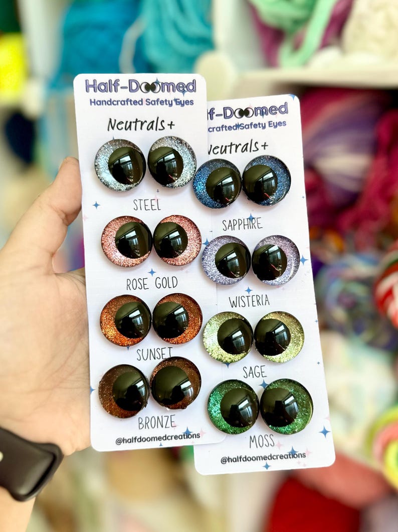 Neutrals+ Safety Eyes for Plushies & Stuffed Animals - 25mm and 30mm Sparkly Ready to Ship - One Pair High Quality Handpainted Kawaii Eyes image 1