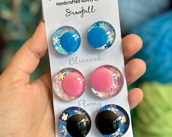 Wintery Safety Eyes for Plushies & Stuffed Animals - Snowfall Collection - One Pair High Quality Handpainted Kawaii Eyes