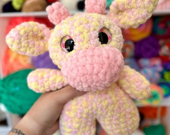 Pink Lemonade Handmade Cow Plushie - Ready to Ship and Snuggle!