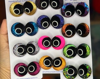 Glittery Safety Eyes for Plushies - 30mm Handcrafted Sinker Eyes