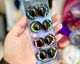 Galaxy Safety Eyes for Plushies & Stuffed Animals - 25mm and 30mm Space Sinker Eyes - One Pair High Quality Handpainted Kawaii Eyes